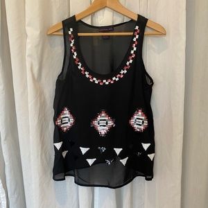 Sheer sequin tank top